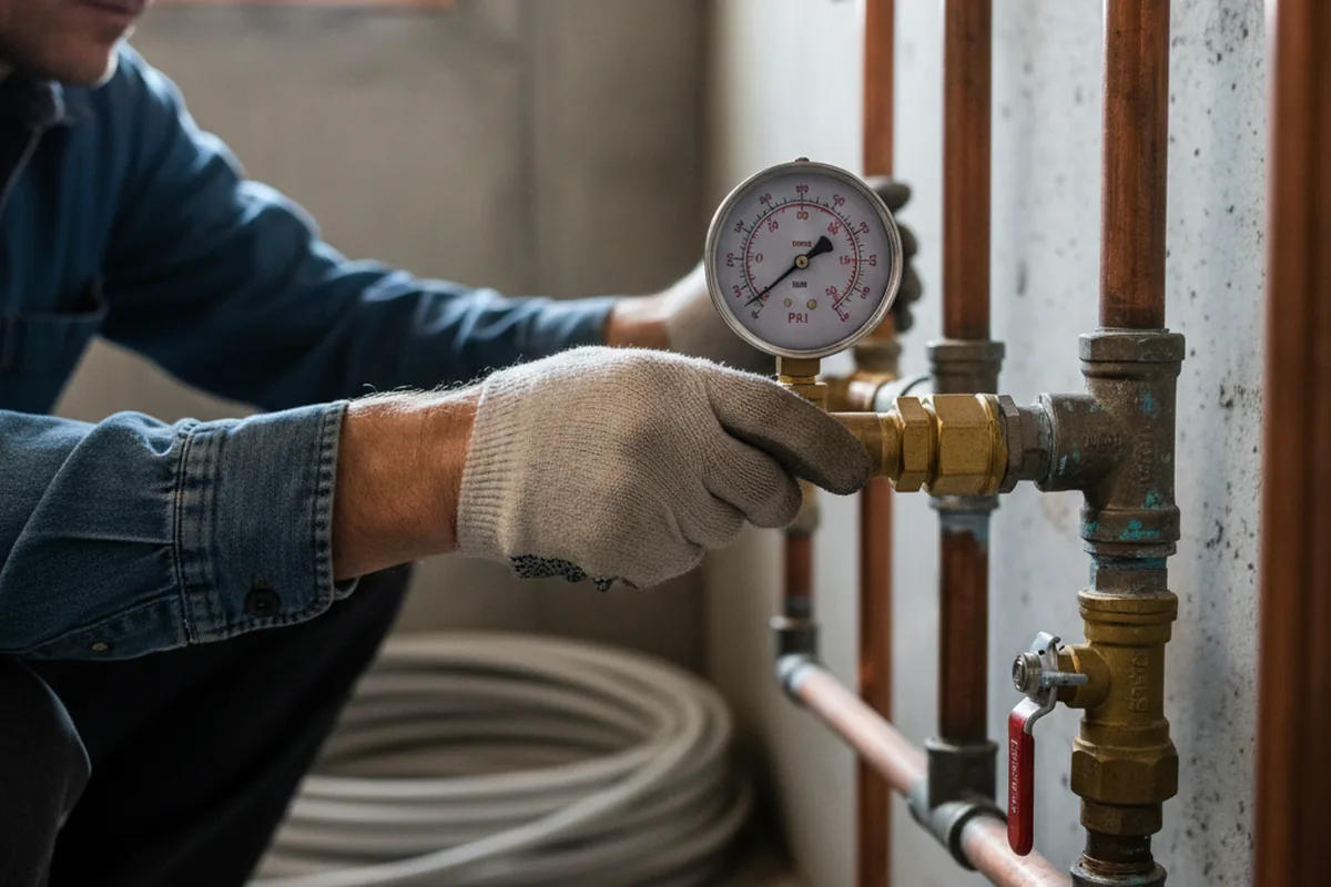 Pressure testing a repaired line during Water Line Repair in Central Falls